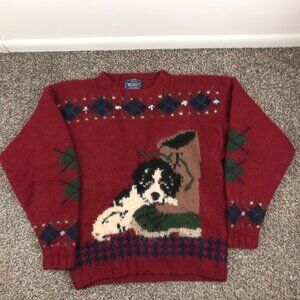 Vintage Woolrich Sweater Wool Dog Beagle Crewneck Double Sided Womens Large